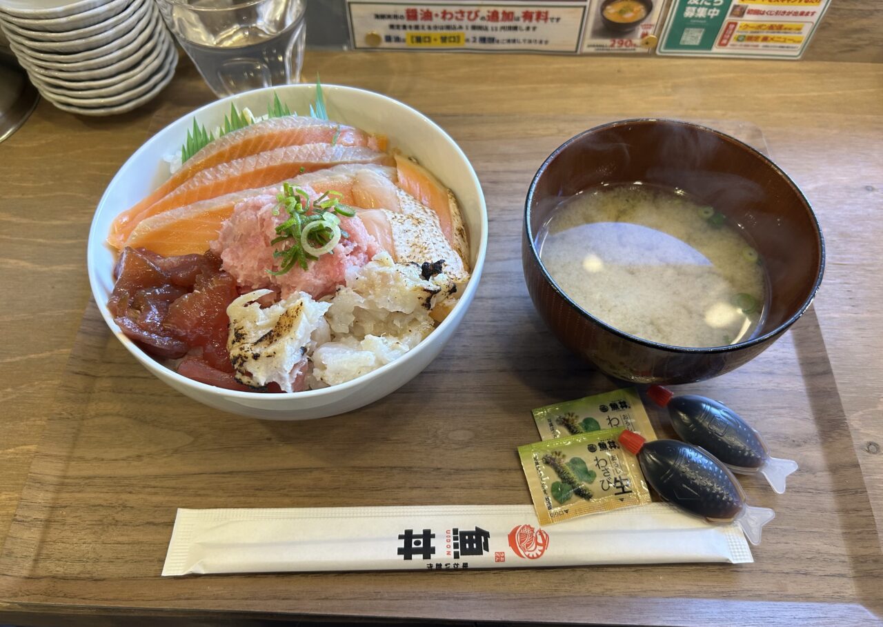 魚丼屋ちがさき駅前店ガツ盛り丼ネタシャリ大盛り