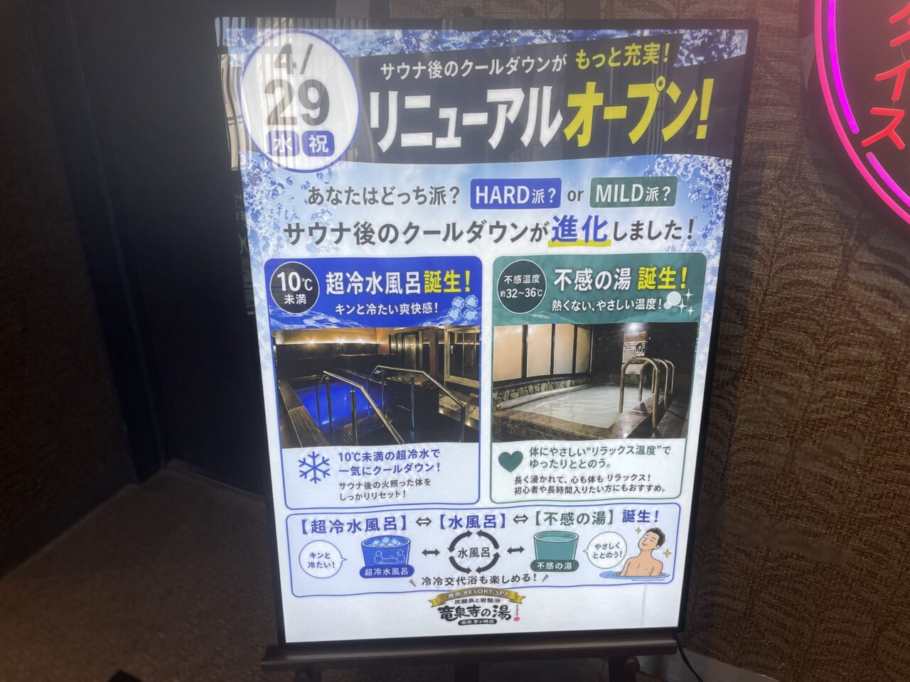 竜泉寺の湯湘南茅ヶ崎店のリニューアルオープン案内