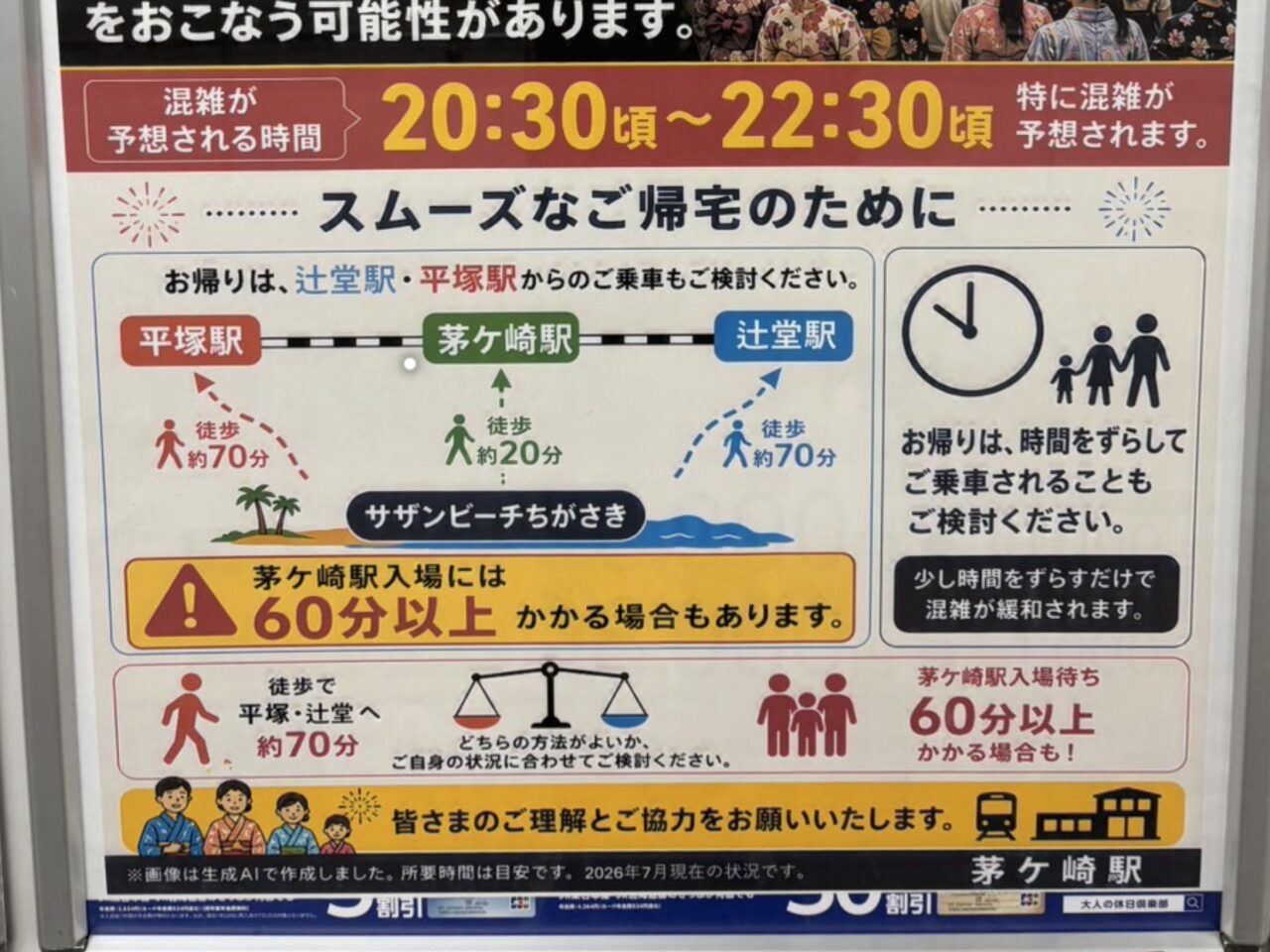 花火大会当日の混雑予想と辻堂駅・平塚駅利用案内